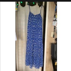 Blue bird print maxi dress 2X